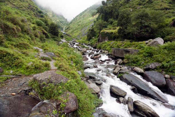 Waterfalls near Dharamsala, India stock photo