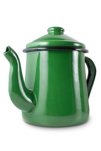 Green teapot. Photo with clipping path. To see more Cooking images click on the link below: