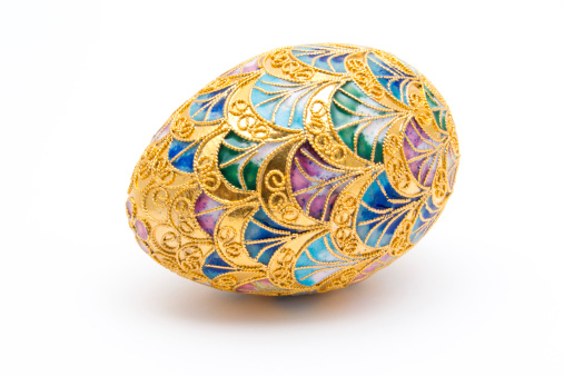 Decorative Golden Easter Egg Isolated on White