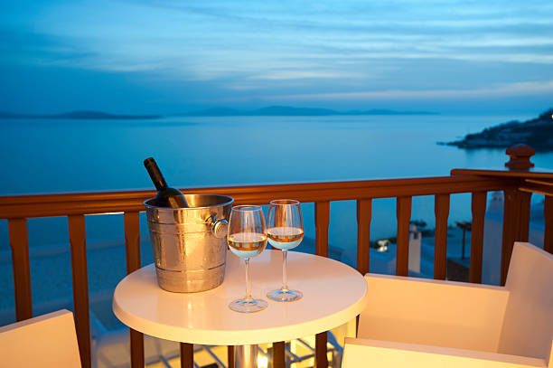 istock Glasses of wine with an ice bucket 186838606