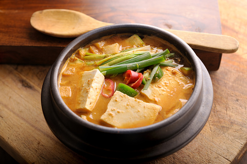 Miso Soup with Tofu and Mixed Vegetables.