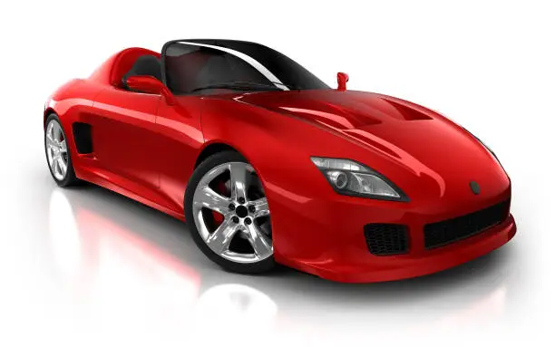 "Unique 3d modelled brandless, generic sports car in studio - isolated on white with clipping path"