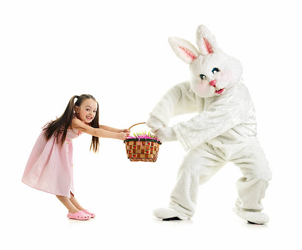istock Little girl and Bunny fighting 186839489