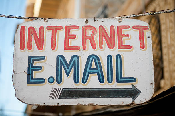 Sign painted with the words Internet and email