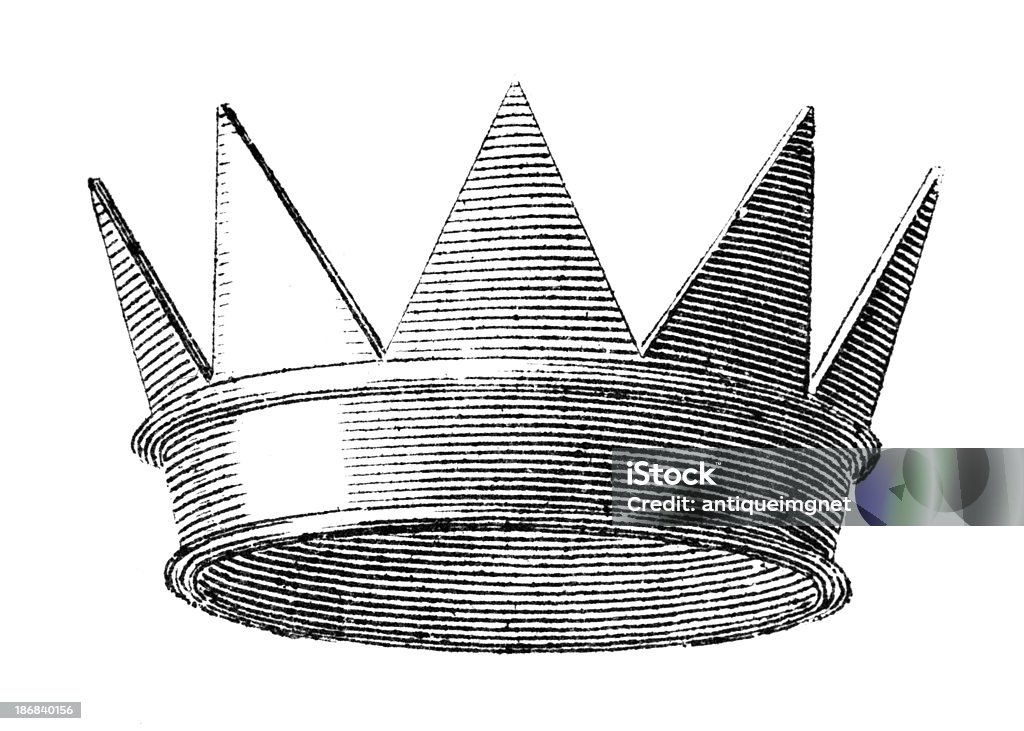 С 19-го века гравировка королевской короны - Стоковые иллюстрации Гравюра роялти-фри