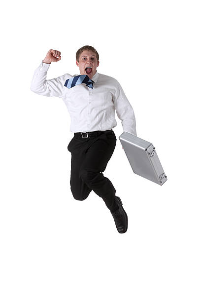 istock Businessman jumping in excitement 186840208