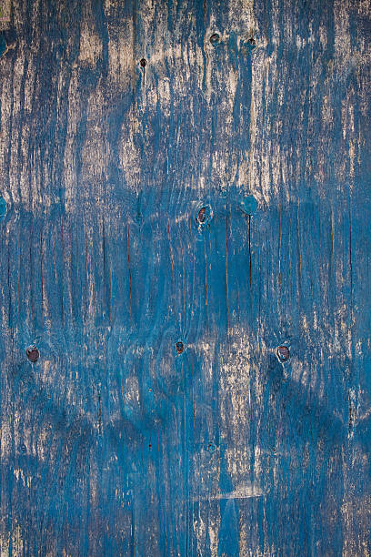 Worn Wooden Panel, Blue stock photo