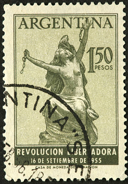 istock woman breaking free from chains, Argentina postage stamp 186840732