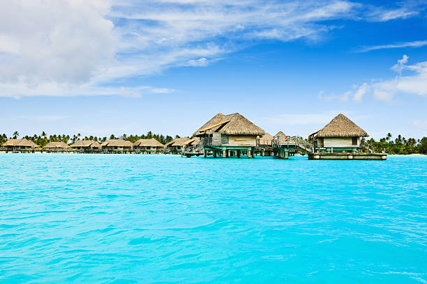 istock Bora-Bora Blue Lagoon Holiday Luxury Resort Stilt Huts 186841004