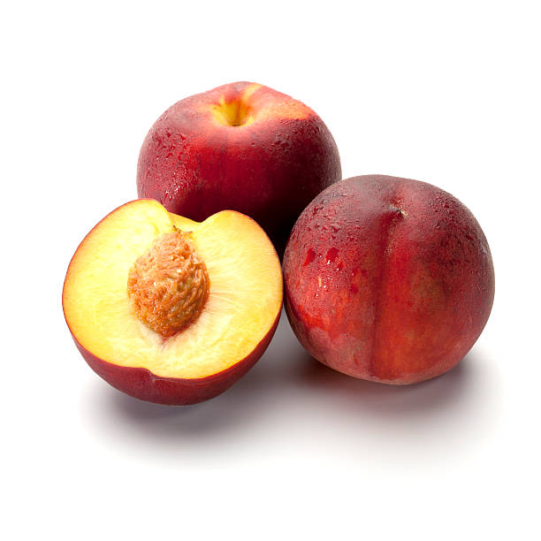 Fresch peach fruits Fresh peaches isolated on white. nectarine stock pictures, royalty-free photos & images