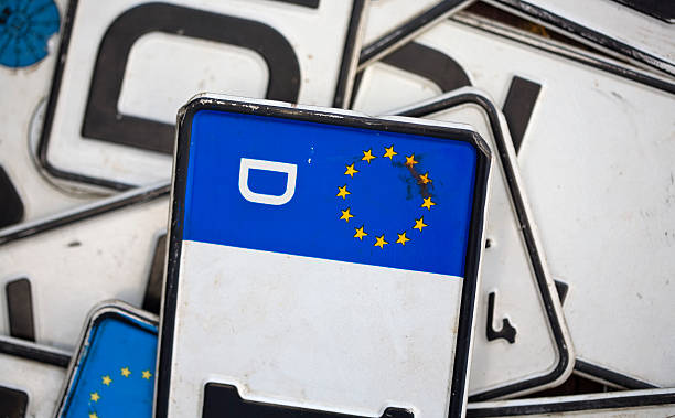 istock Discarded license plates in a pile 186841149