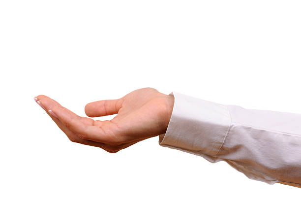 istock Businesswoman with open hand 186841444