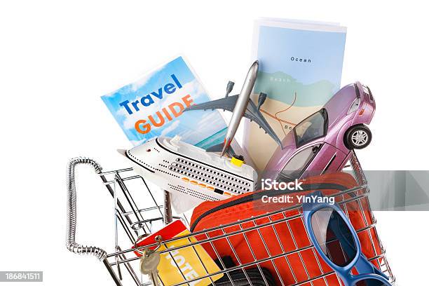 Shopping Cart With Vacation Package Cruise Car Rental Flight Hotel Stock Photo - Download Image Now