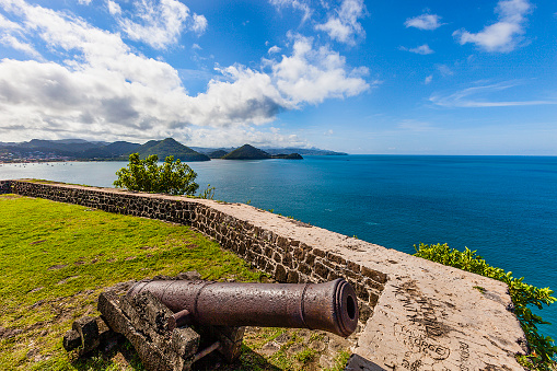 The Pigeon Island National Park is an historic and naturalistic site, which includes the ruins of Fort Rodney and many paths that wind among trees and spectacular views of the coast. This site was an island until the 1970s, when it was connected with St. Lucia Island with a causeway where now luxury hotels are established. Walk inside the park and reach the top pick is a must! Among rusty cannons and information panels where learn about St. Lucia's past, you can enjoy breathtaking views. The site is administered by the St. Lucia National Trust. Canon EOS 5D Mark II