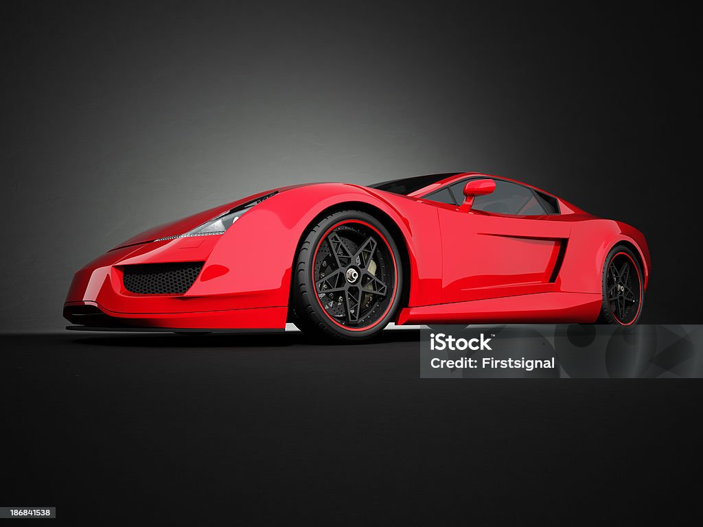 Carro Esporte vermelho no fundo preto studio - Foto de stock de Carro royalty-free