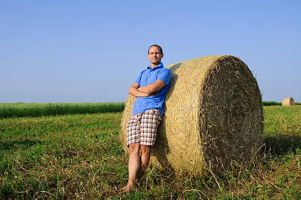 Haybale with person