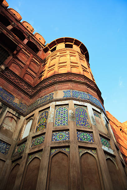 Vintage retro hipster style travel image of India travel tourism background - Red Fort (Lal Qila) Delhi - World Heritage Site. Delhi, India