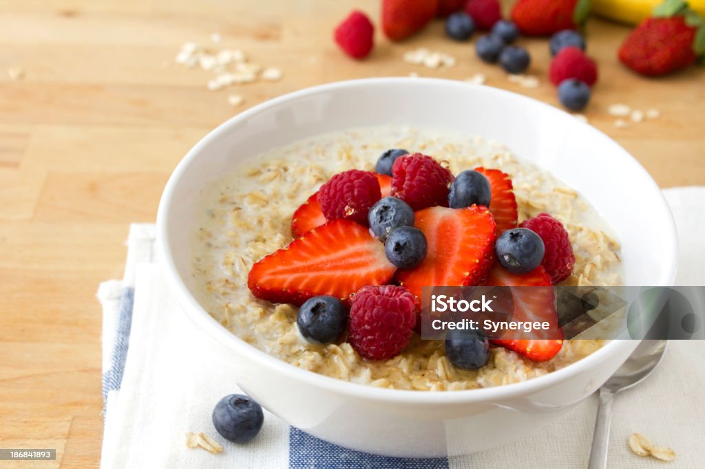 Gachas de avena sanos - Foto de stock de Harina de avena libre de derechos