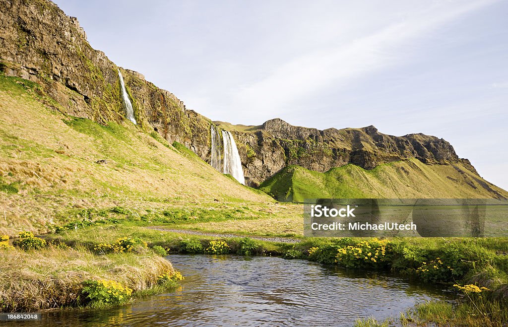 Verde paisagem islandesa - Foto de stock de Azul royalty-free