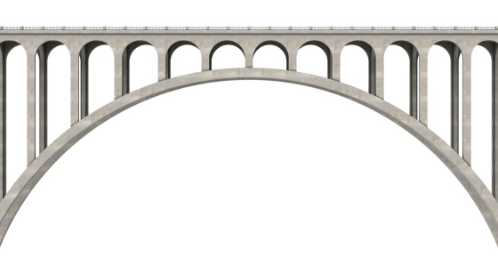 Side view of a concrete bridge isolated on white. This image contain copy space for your image or message.Could be useful in a bridge metaphor composition.This is a detailed 3d rendering.