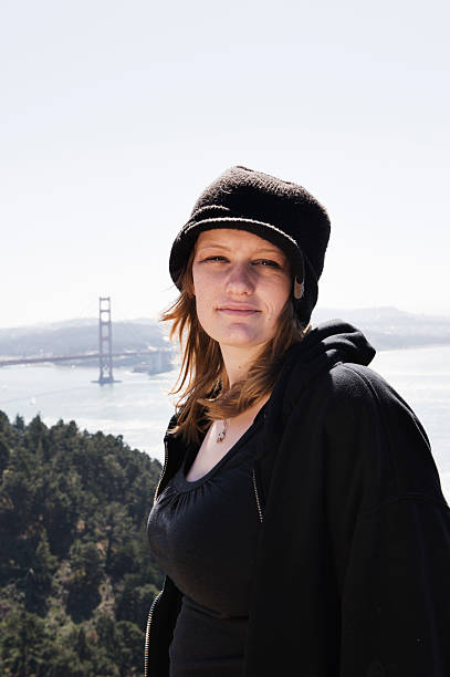 istock Young Lady Visits Golden Gate Bridge Overlook 186842443