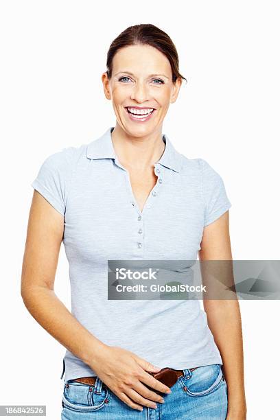 Feliz Mulher Posando Casualmente - Fotografias de stock e mais imagens de 40-49 Anos - 40-49 Anos, Adulto, Adulto maduro