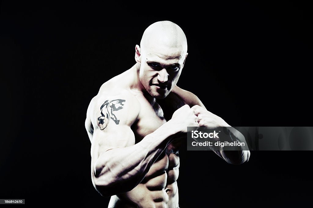 Angry fighter - Foto de stock de Abdome royalty-free