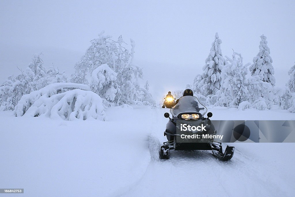 雪モバイルエクスペディションフィンランド - 乗り物 スノーモービルのロイヤリティフリーストックフォト