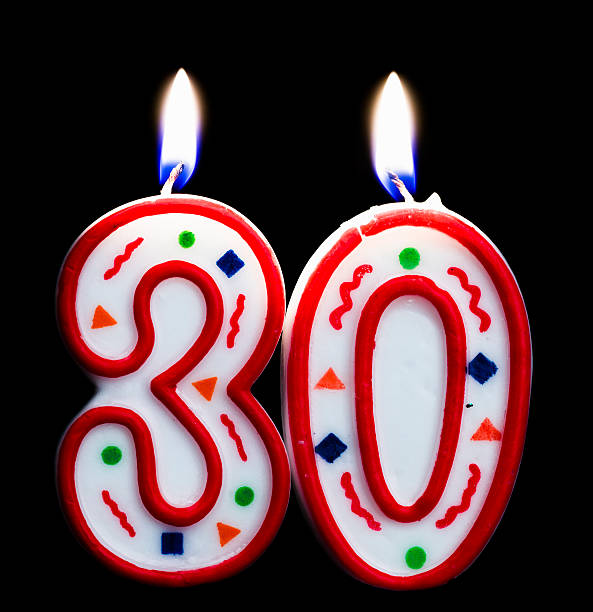 istock number 30 birthday candle 186843505