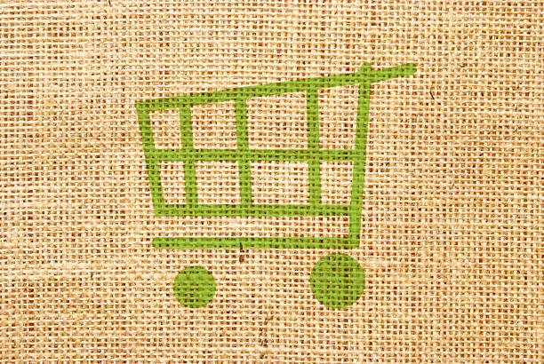 illustrations, cliparts, dessins animés et icônes de panier d'achat sur hessian matériau - backgrounds burlap textured effect textile