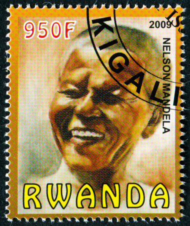 Cancelled Stamp From Rwanda Featuring Nelson Mandela Who Fought Against Apartheid In South Africa.