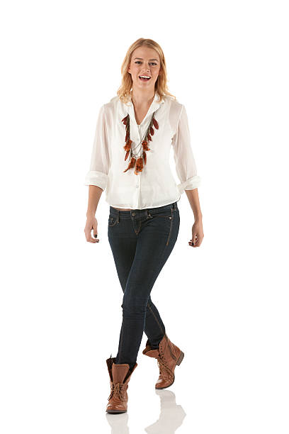istock Happy beautiful woman walking 186844410