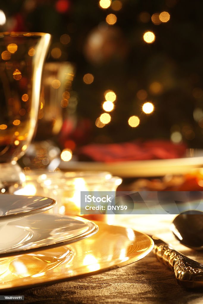 Configuração de mesa de Natal - Foto de stock de Bola de Árvore de Natal royalty-free