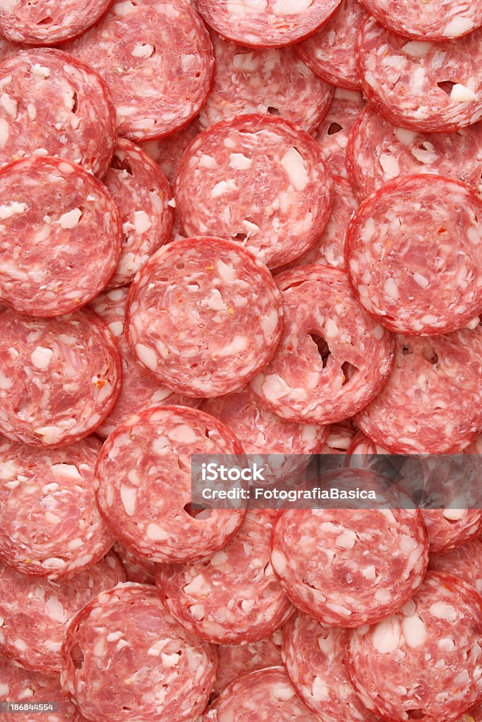 Würziges Würstchen Scheiben Schweinefleisch Hintergrund - Lizenzfrei Salami Stock-Foto