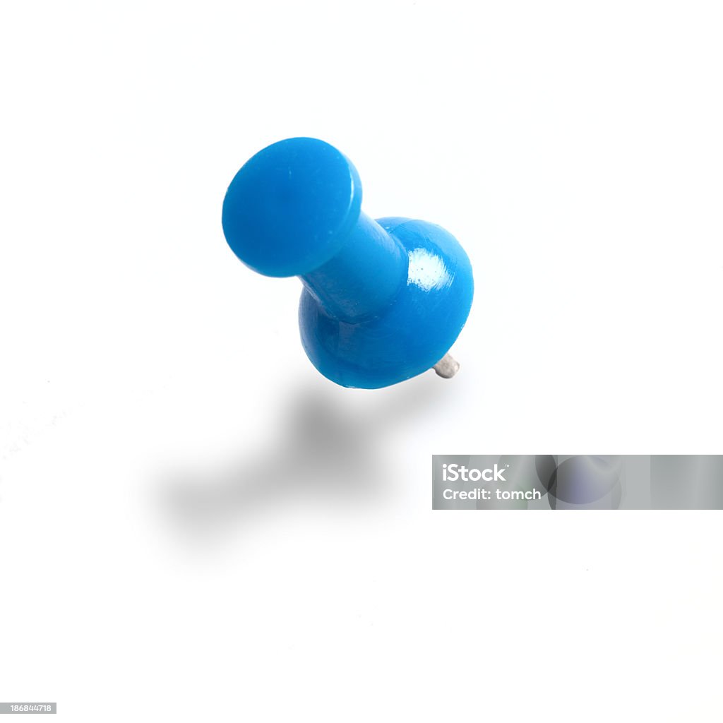A Blue Push Pin On A White Wall Stock Photo - Download Image Now -  Thumbtack, Blue, Cut Out - iStock