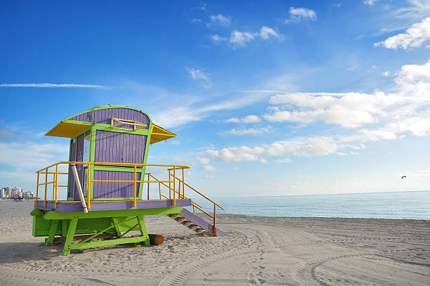 istock Miami Beach Life Guard House and ocean view 186844826