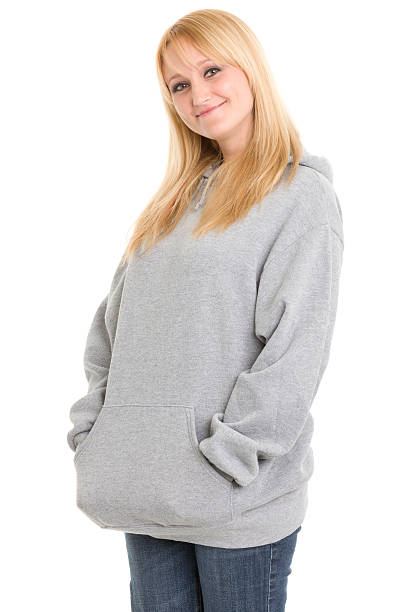 istock Happy Woman In Big Sweatshirt 186845001