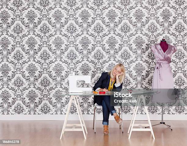 Dress Designer In Her Studio Stock Photo - Download Image Now - 20-29 Years, Adult, Adults Only