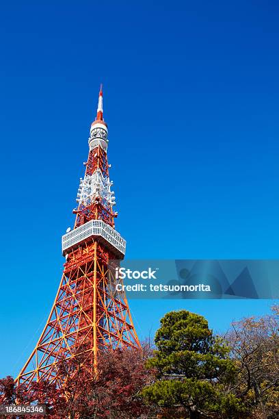 Башня Токио В Осенний — стоковые фотографии и другие картинки Архитектура - Архитектура, Без людей, Большой город