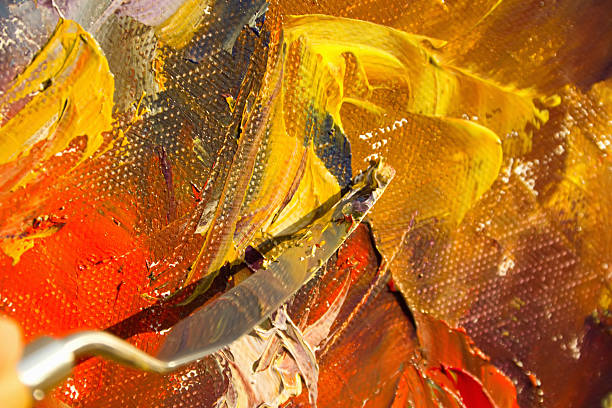 istock Textured canvas color paint palette knife 186845359