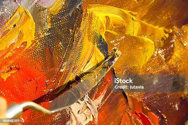 Textured Canvas Color Paint Palette Knife Stock Photo - Download Image Now - Artist's Palette, Paint, Utility Knife