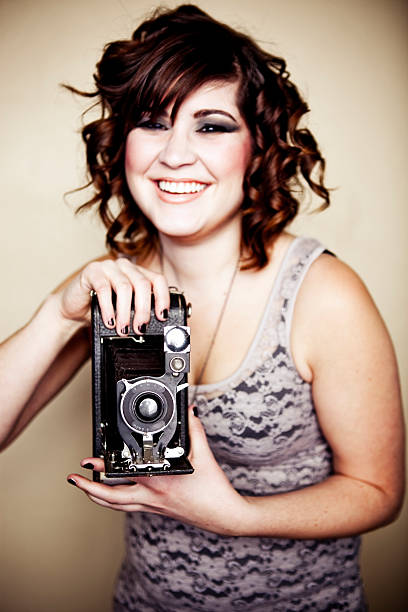 istock Girl with Vintage Camera 186845553