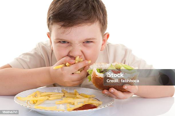 Foto de Glutton Criança e mais fotos de stock de Gordo - Gordo, Criança, Hambúrguer