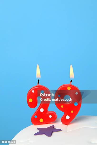 29 Th Birthday Kerzen Stockfoto und mehr Bilder von Blau - Blau, Brennen, Dekoration