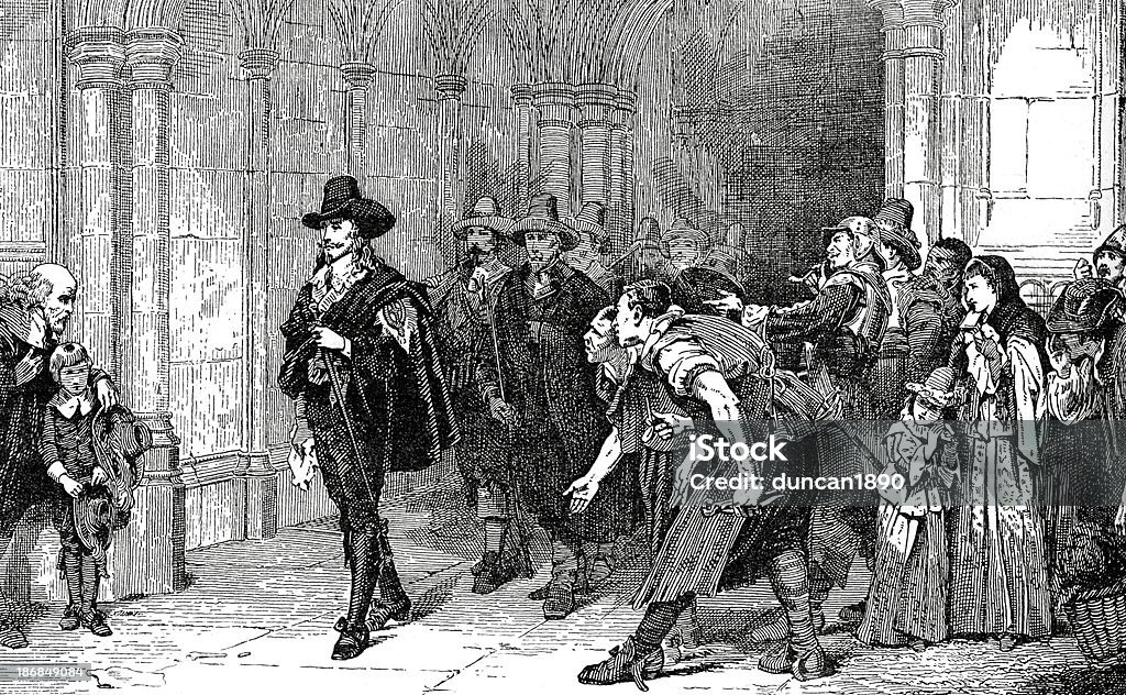 Charles I leaving Westminster Hall Vintage engraving from 1879 after the painting by Laslett Pott showing King Charles the First leaving Westminster Hall after confrounting Parliament++Inspector: Info about source material uploaded as property release++ 17th Century stock illustration
