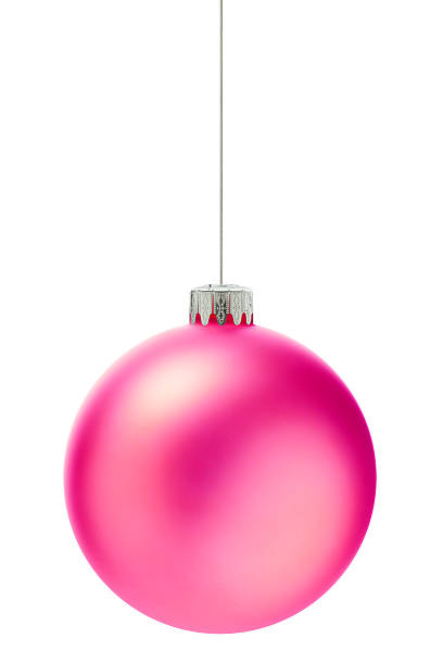 Round bright pink Christmas ornament stock photo
