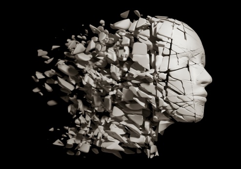 head fracture on black background.image is 3d render.