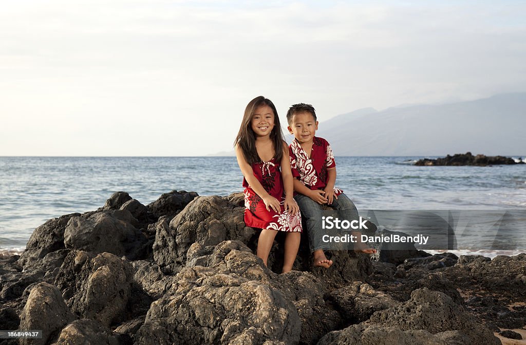 Hawaiina Kids Brother and sister on a beach in Maui. Hawaii Islands Stock Photo