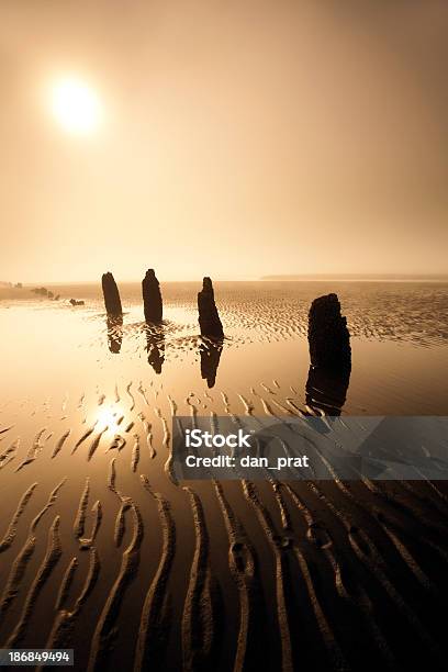 Calma Foggy Spiaggia - Fotografie stock e altre immagini di Alba - Crepuscolo - Alba - Crepuscolo, Ambientazione esterna, Ambientazione tranquilla