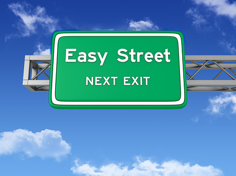 Road Sign with EASY STREET and Sky
